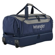 Wrangler Large 30" Drop-Bottom Rolling Travel Duffel - Navy Blue