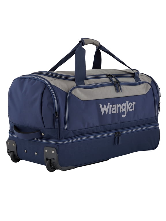 Large 30" Drop-Bottom Rolling Travel Duffel - Navy Blue