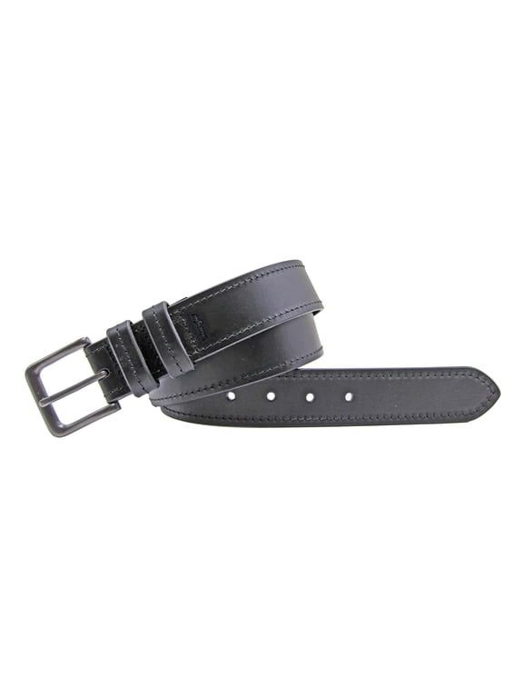 Men's Leather Belt with Double Keeper - Black