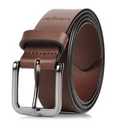 Leather Belts for Men Adult, Casual Everyday Men's Belts for Jeans & Khakis, Light Brown, 38