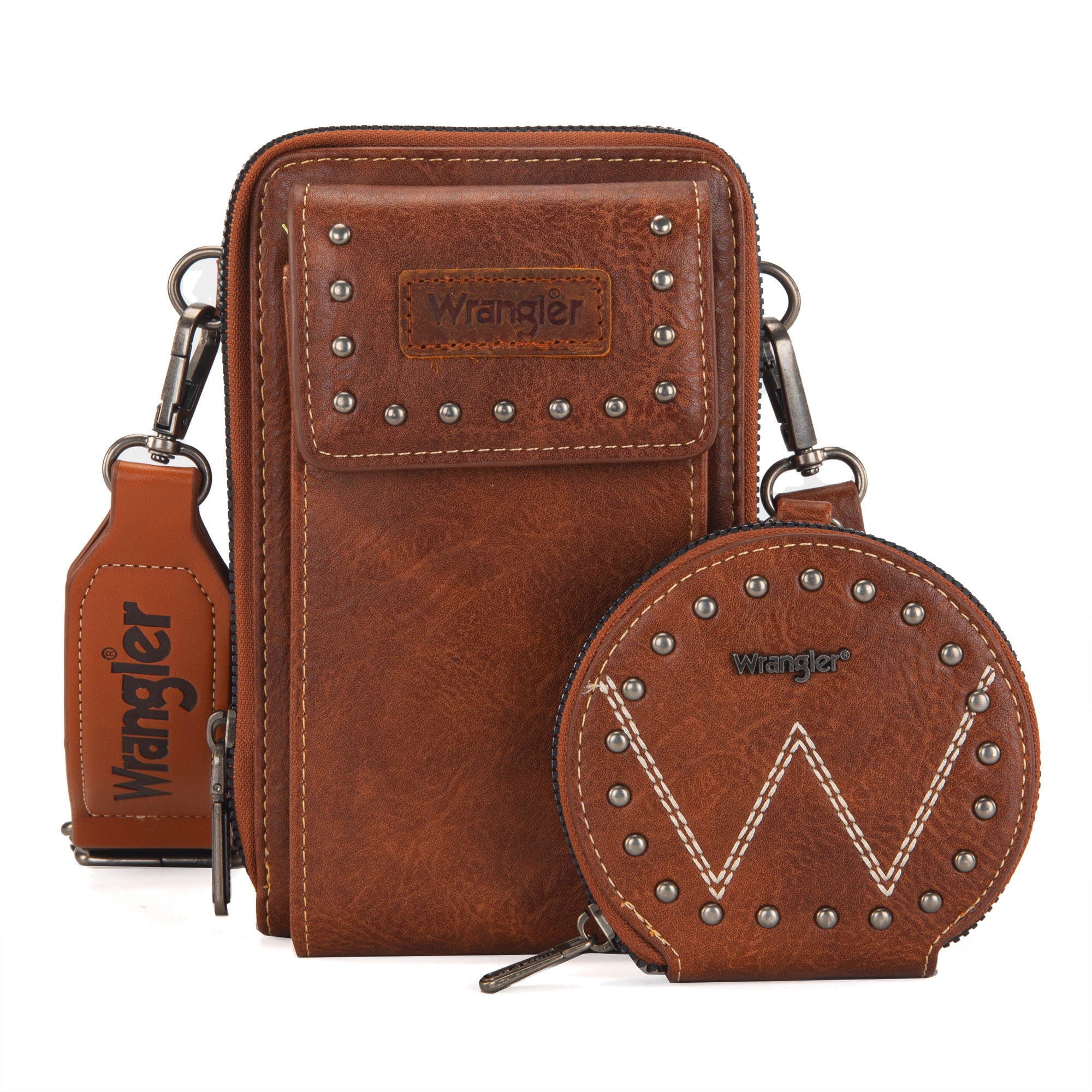 Leather crossbody cell phone wallet clearance