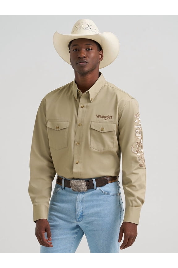 Logo Camo Khaki Solid - Mens Shirt - 112374859