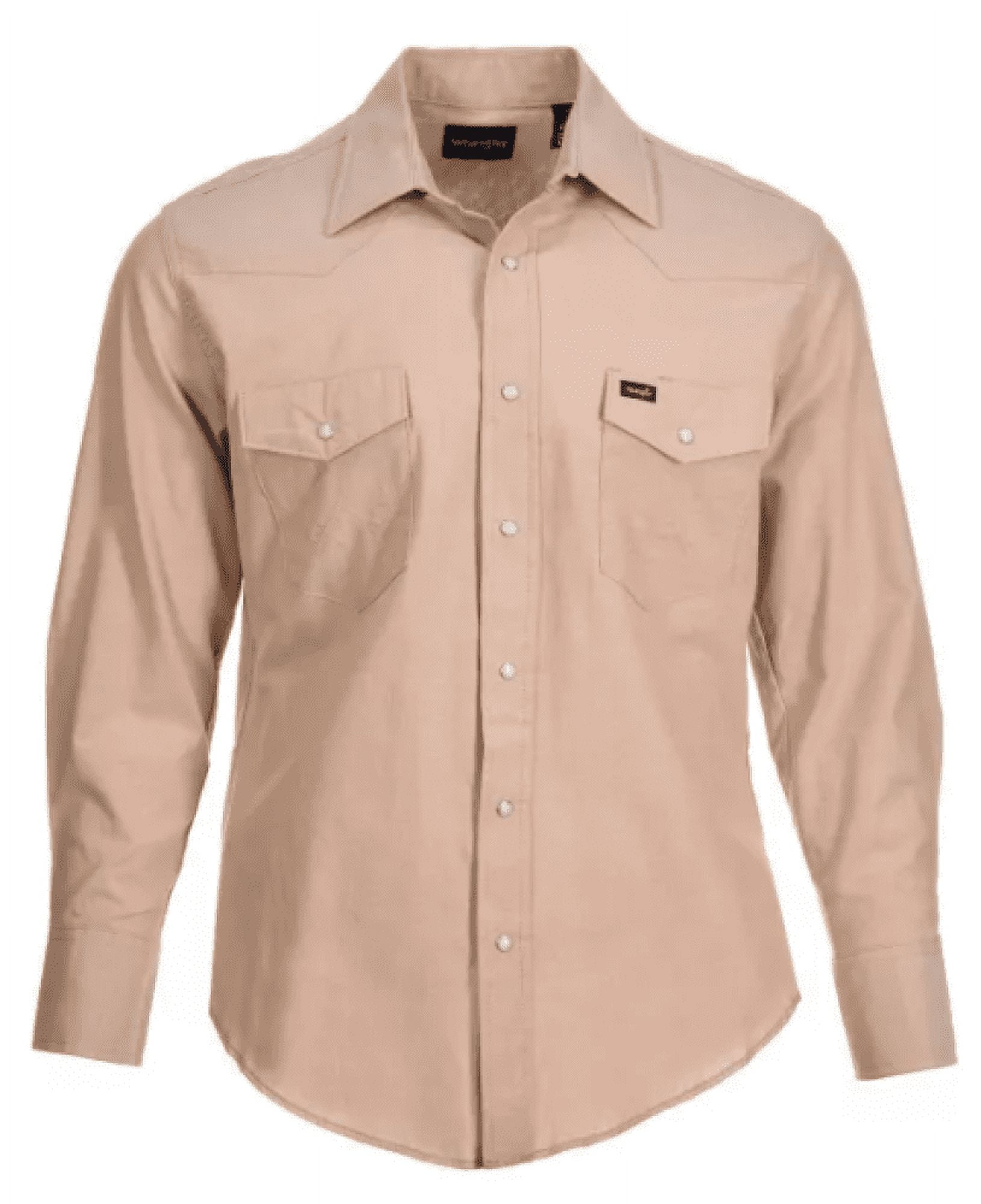 Wrangler MS728KH Cowboy Cut Western Chambray Work Shirt, Khaki, XL 