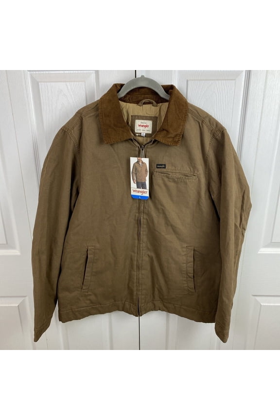 Man's Canavas Work Jacket, Brown Size L