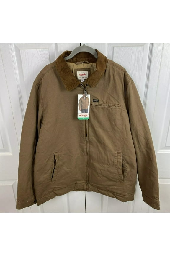 Man's Canavas Work Jacket, Brown, Size XL