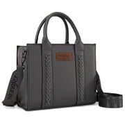 Wrangler Medium Tote Bag for Women Designer Satchel Handbags Top-handle Purses with Strap, Natural-Grey