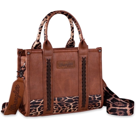 Wrangler Medium Tote Bag for Women Designer Satchel Handbags Top-handle Purses with Strap, Leopard