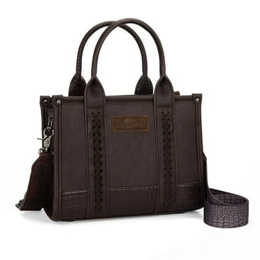 Wrangler Medium Tote Bag for Women Designer Satchel Handbags Top-handle Purses with Strap, Patchwork-Coffee