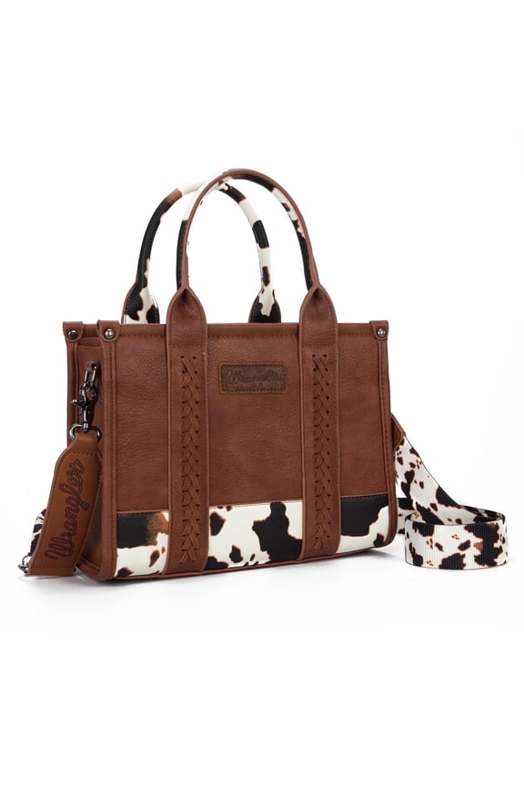 Wrangler Medium Tote Bag for Women Designer Satchel Handbags Top-handle Purses with Strap, Bottom Cow-Brown