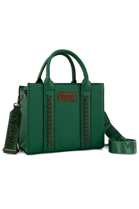 Wrangler Medium Tote Bag for Women Designer Satchel Handbags Top-handle Purses with Strap, Natural-Green