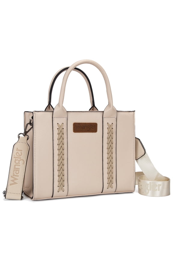 Wrangler Medium Tote Bag for Women Designer Satchel Handbags Top-handle Purses with Strap, Natural-Beige