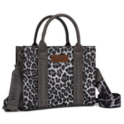 Wrangler Medium Tote Bag for Women Designer Satchel Handbags Top-handle Purses with Strap, Leopard-Light Grey
