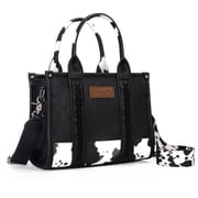 Wrangler Medium Tote Bag for Women Designer Satchel Handbags Top-handle Purses with Strap, Bottom Cow-Black