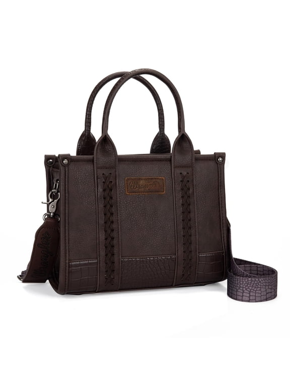 Wrangler Medium Tote Bag for Women Designer Satchel Handbags Top-handle Purses with Strap, Patchwork-Coffee