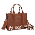 thumbnail image 1 of Wrangler Medium Tote Bag for Women Designer Satchel Handbags Top-handle Purses with Strap, Leopard-Brown, 1 of 8
