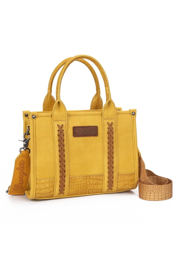 Wrangler Medium Tote Bag for Women Designer Satchel Handbags Top-handle Purses with Strap, Patchwork-Yellow