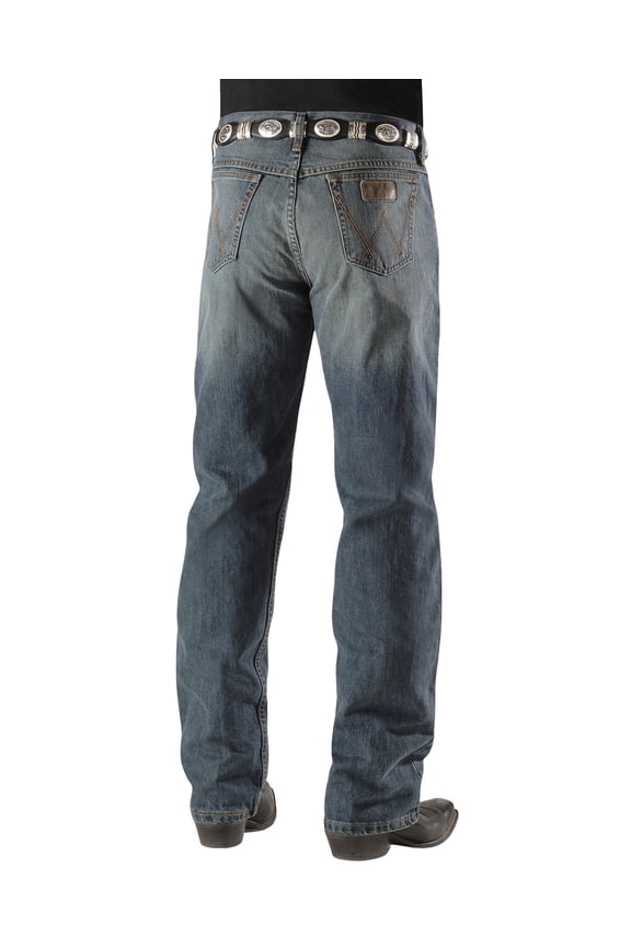 Men's 20X 01Mwx Dark Wash Competition Relaxed Bootcut Jeans Vintage Blue 34W x 36L US