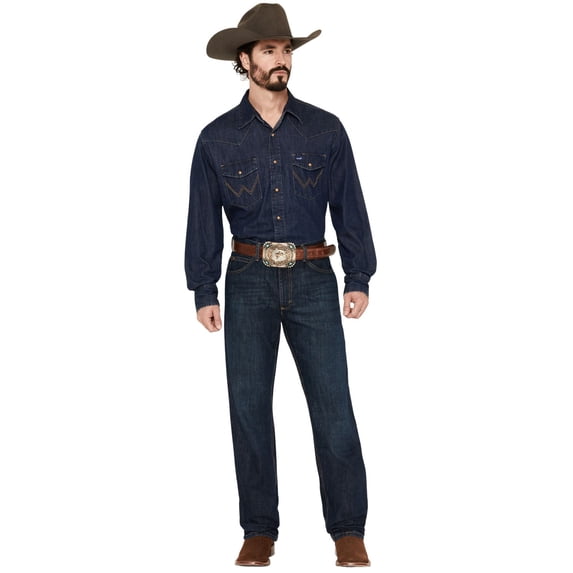 Wrangler Men's 20X Competition Low Rise Relaxed Fit Bootcut Jeans Dark Blue 34W x 30L US