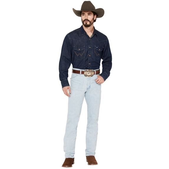 Wrangler Men's 936 Cowboy Cut Slim Fit Prewashed Jeans Bleach Indigo 28W x 34L US