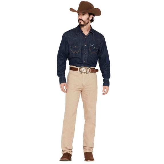 Wrangler Men's 936 High Rise Prewashed Cowboy Cut Slim Straight Jeans Tan 38W x 30L US