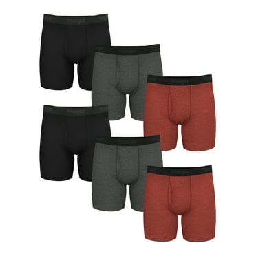 Wrangler Men's Active Stretch Boxer Brief Set, Underwear for Men, L, 6 Pack