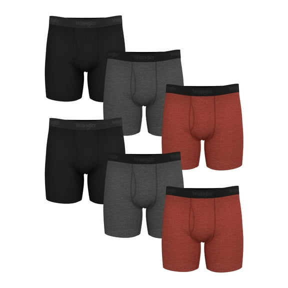 Wrangler Men's Active Stretch Boxer Brief Set, Underwear for Men, L, 6 Pack