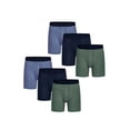 thumbnail image 1 of Wrangler 6" Men's Active Stretch Boxer Brief, 3XL, Navy/Future Dark Heather/Deep Emerald Heather, 6-Pack, 1 of 8