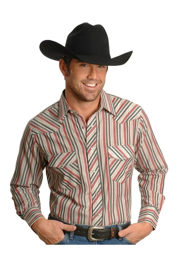 Men's Assorted Long Sleeve Western Shirt Big And Tall Stripe 4X