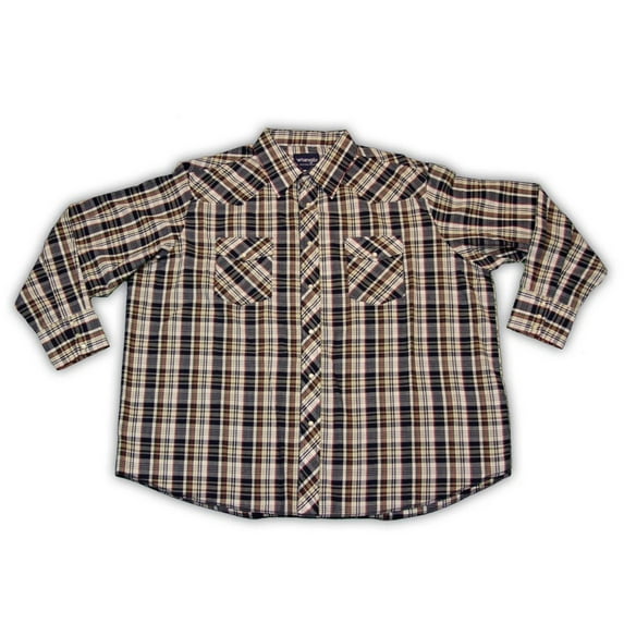 Wrangler Men's Assorted Striped Or Plaid Long Sleeve Classic Western Shirt Big Plaid XXX- Tall