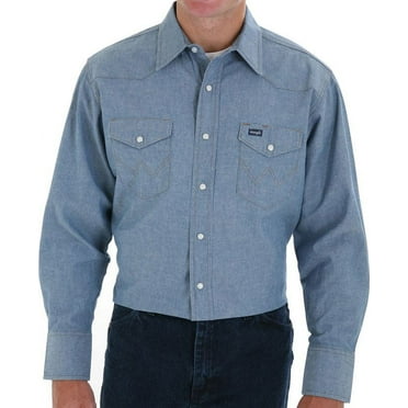Wrangler Men's Cowboy Cut Indigo Denim Snap Shirt MS70919 - Walmart.com
