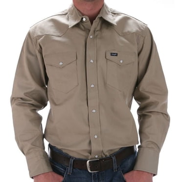 Wrangler Men's Work Western Shirt - Stonewashed Denim, 100% Cotton, Snap Closure