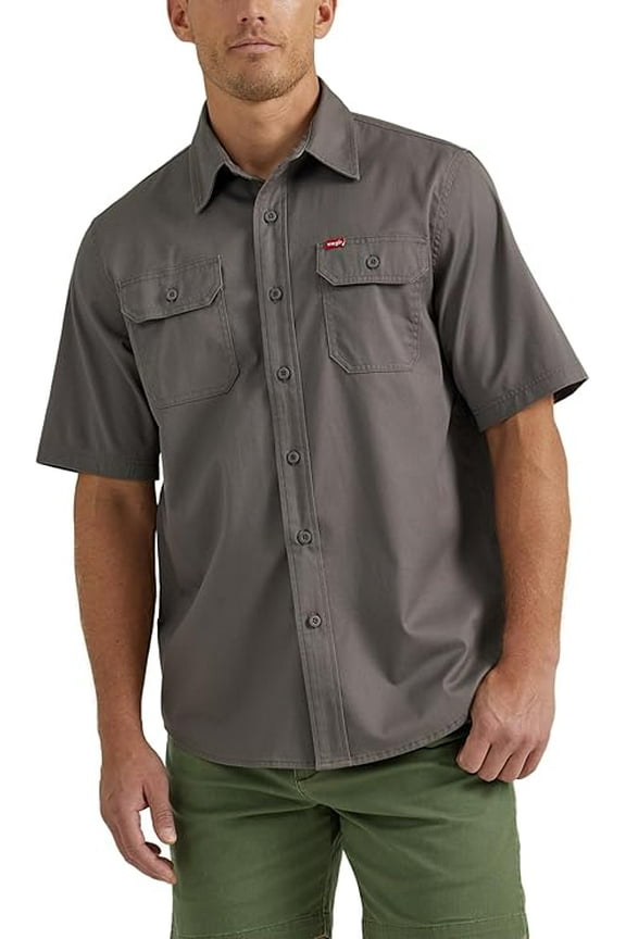 Men's Authentics Short Sleeve Classic Woven Shirt, Dark Gull Gray, Size: S-3XL