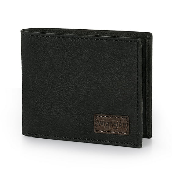 Wrangler Men’s Bifold Slim RFID Blocking Wallet with Stealth AirTag Holder, Genuine Leather