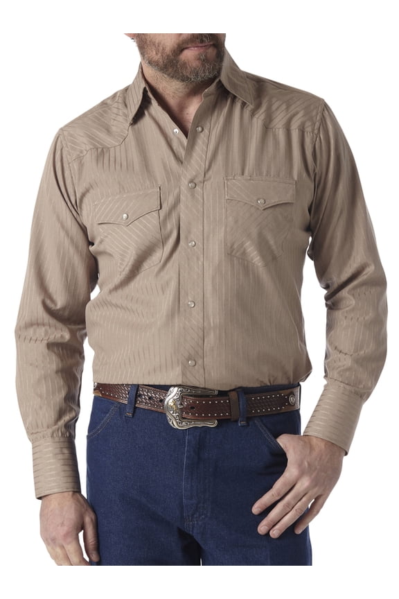 Men's Big & Tall Long Sleeve Western Snap Dobby Striped Shirt