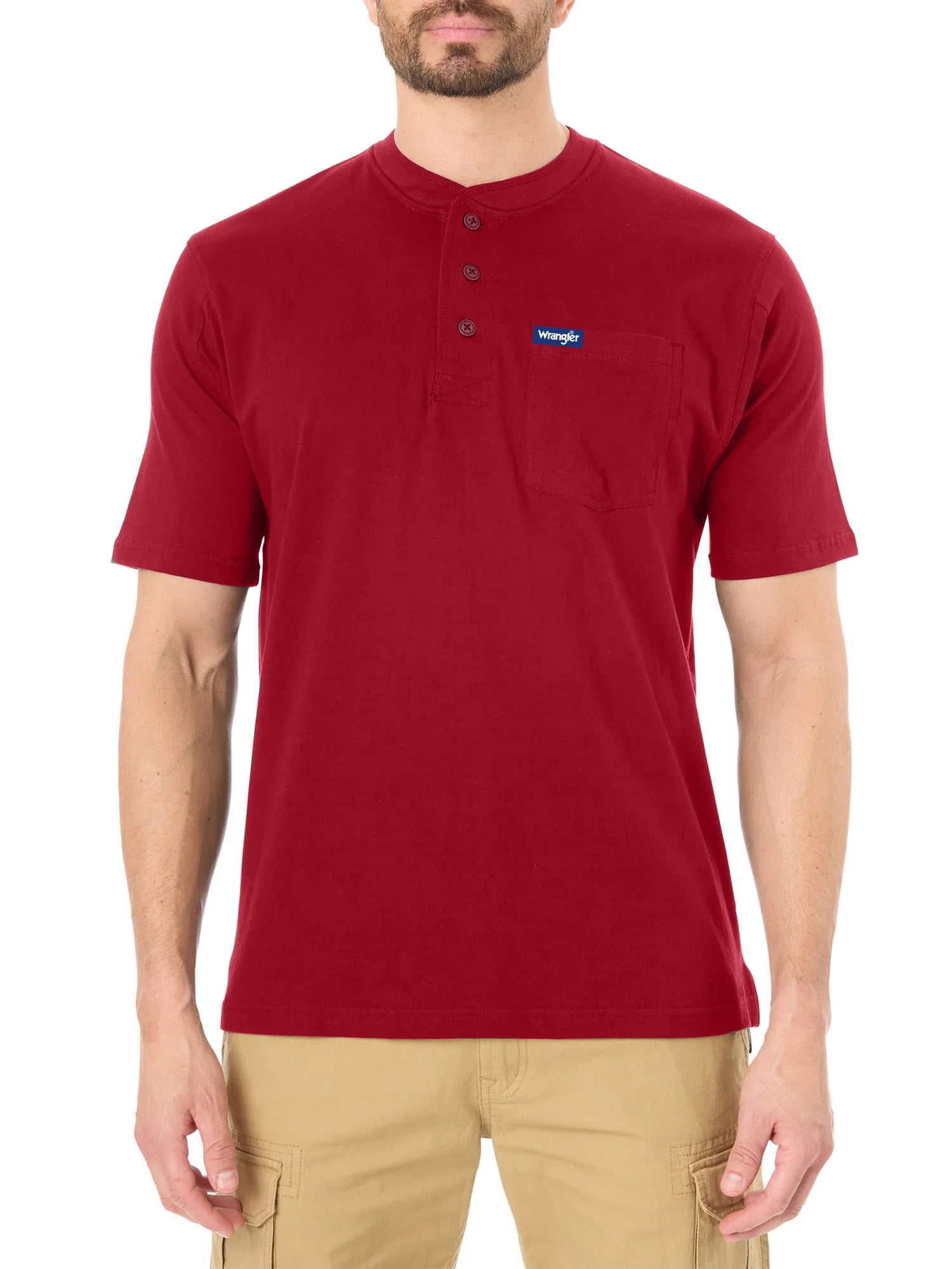 Wrangler Men's Big and Tall Button Henley T-Shirts , Big Size's up to 6XL and Tall Size's up to 5XT