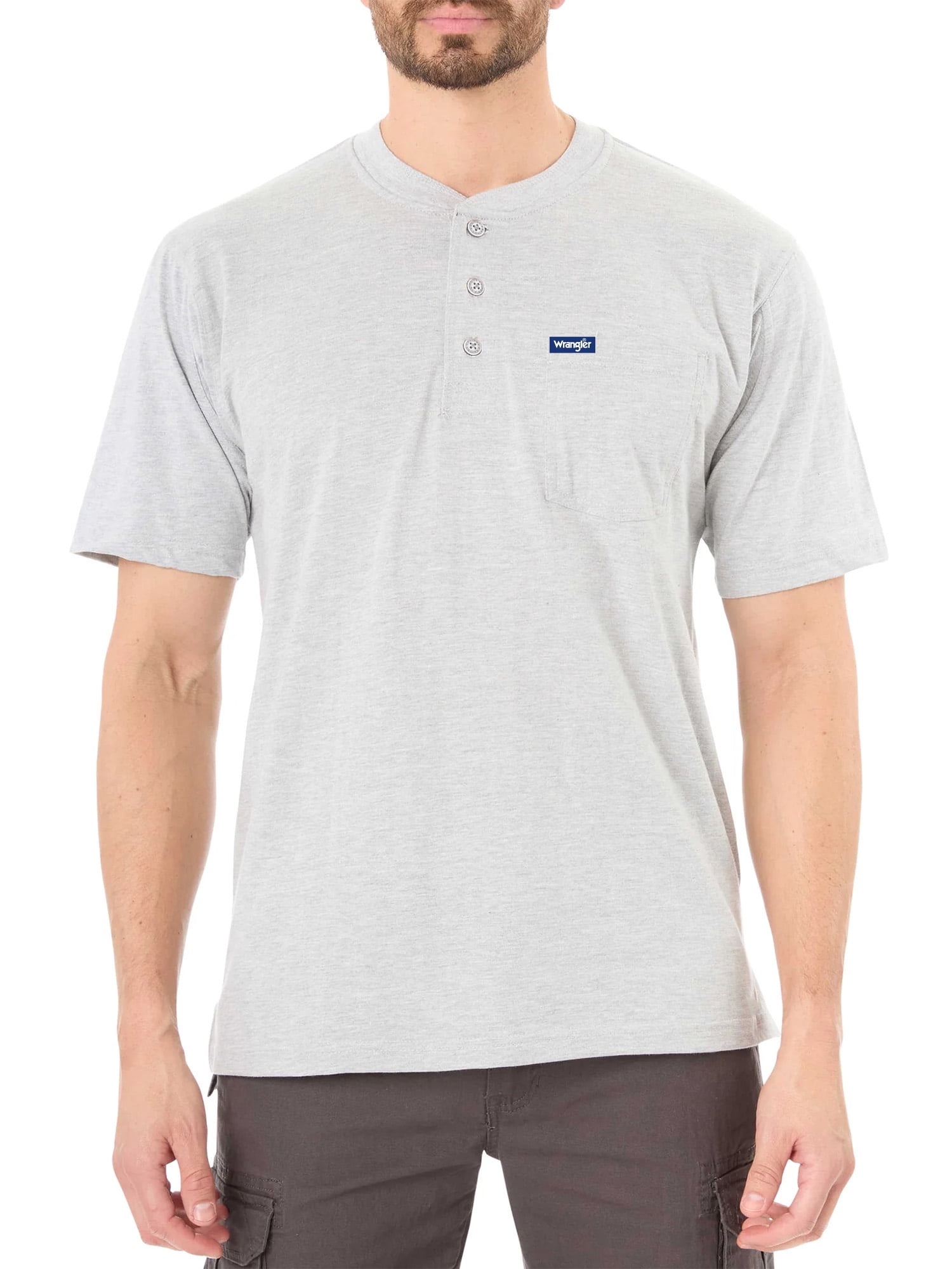 Wrangler Men's Big and Tall Button Henley T-Shirts , Big Size's up to 6XL and Tall Size's up to 5XT