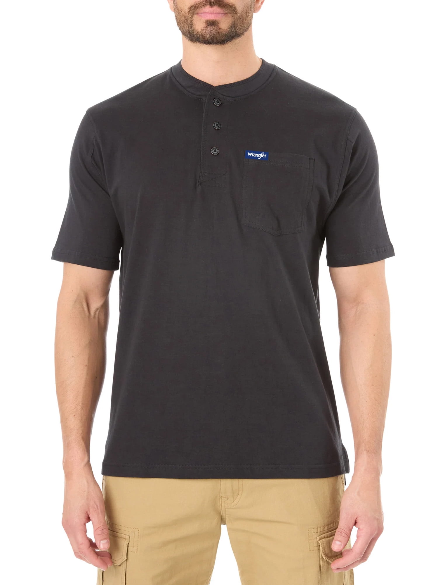 Wrangler Men's Big and Tall Button Henley T-Shirts , Big Size's up to 6XL and Tall Size's up to 5XT
