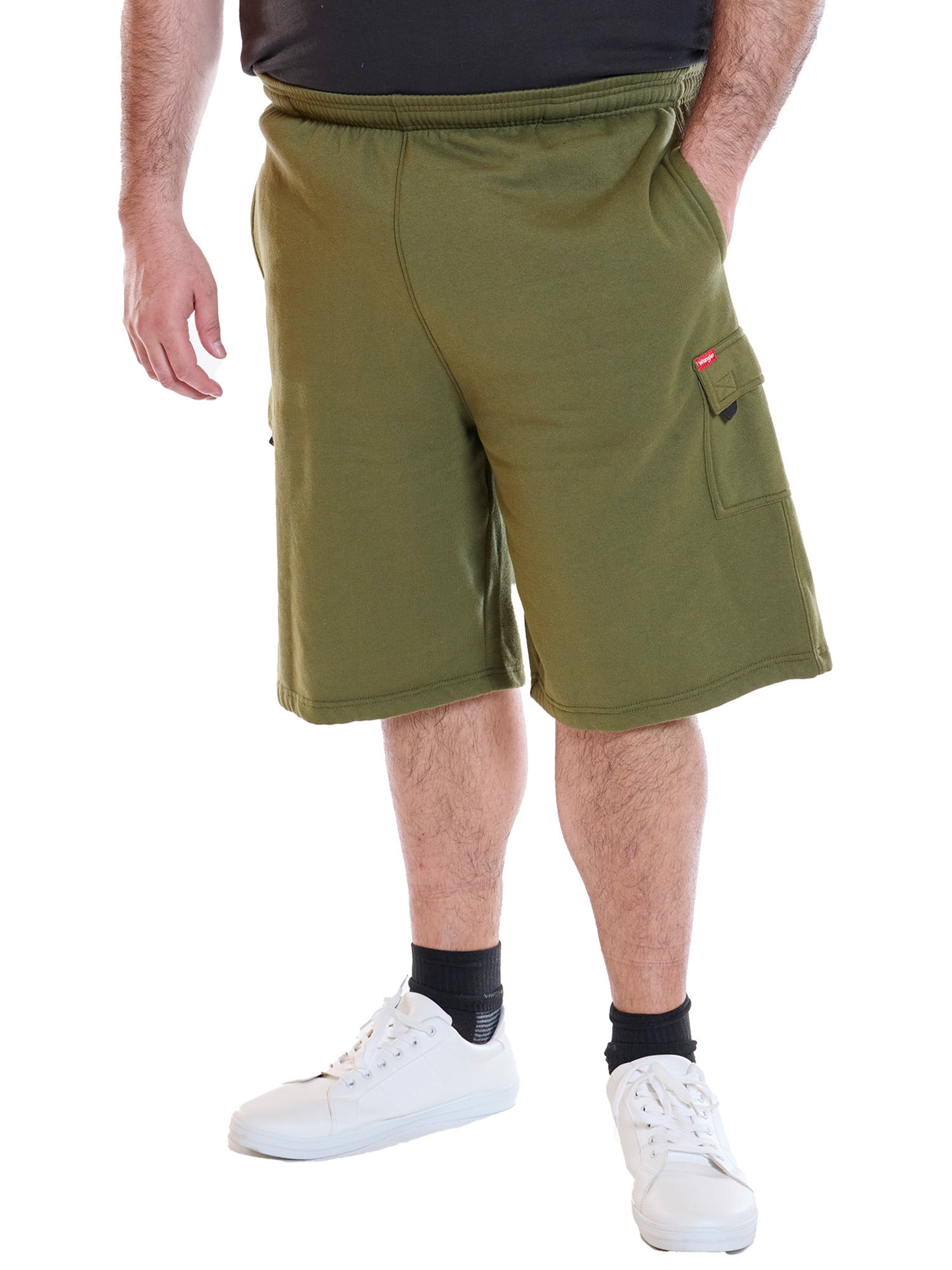 Wrangler Men's Big and Tall Cargo Fleece Shorts, 10” Inseam, Sizes