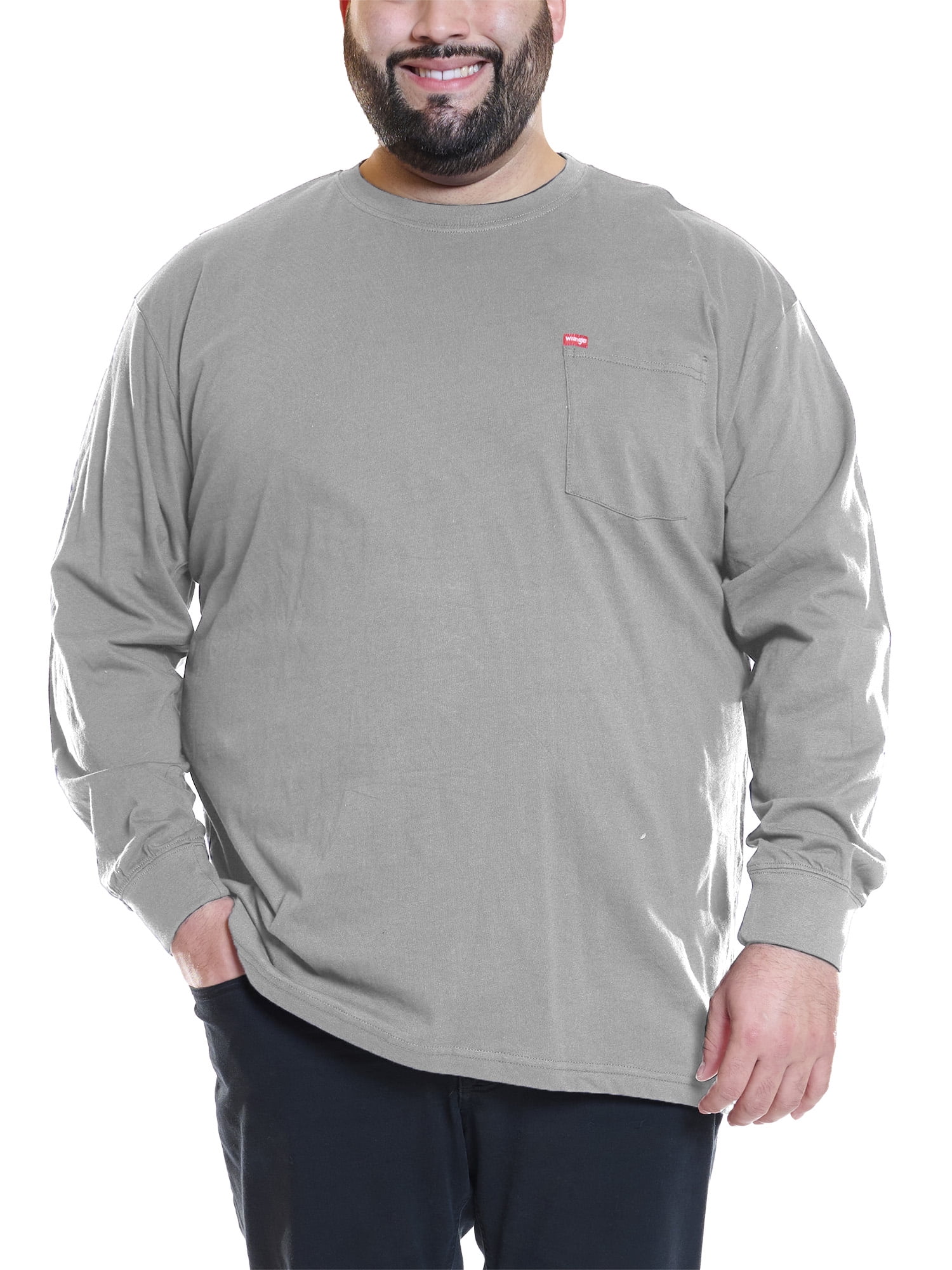 Wrangler Men’s Big and Tall Cotton Pocket Tee with Long Sleeves, Sizes 1XL-6XL