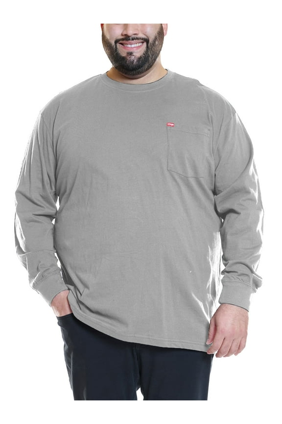 Men’s Big and Tall Cotton Pocket Tee with Long Sleeves, Sizes 1XL-6XL