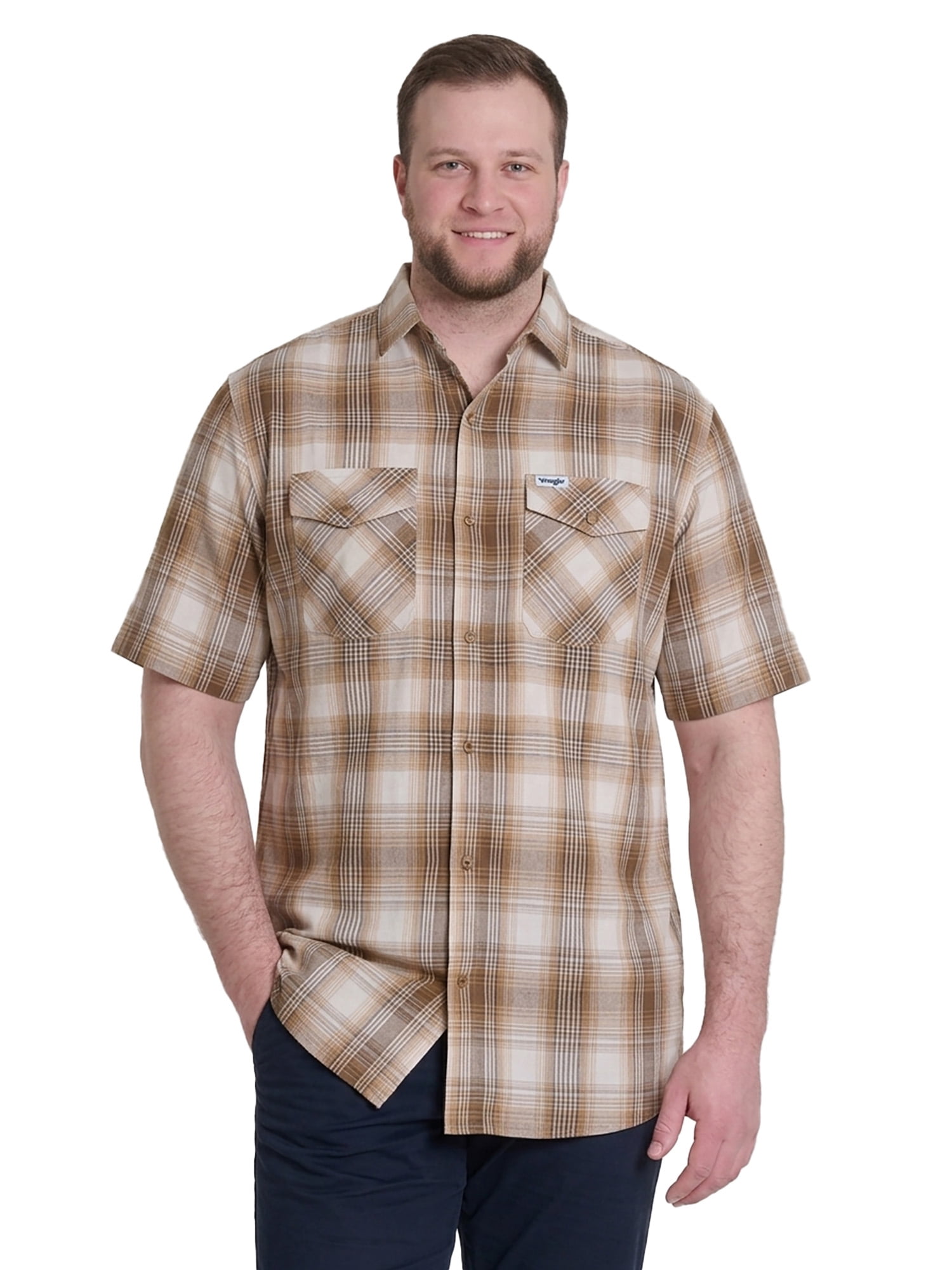 Wrangler Men's Big and Tall Plaid Shirts ,Big size up to 6XL and Tall size up to 5XT