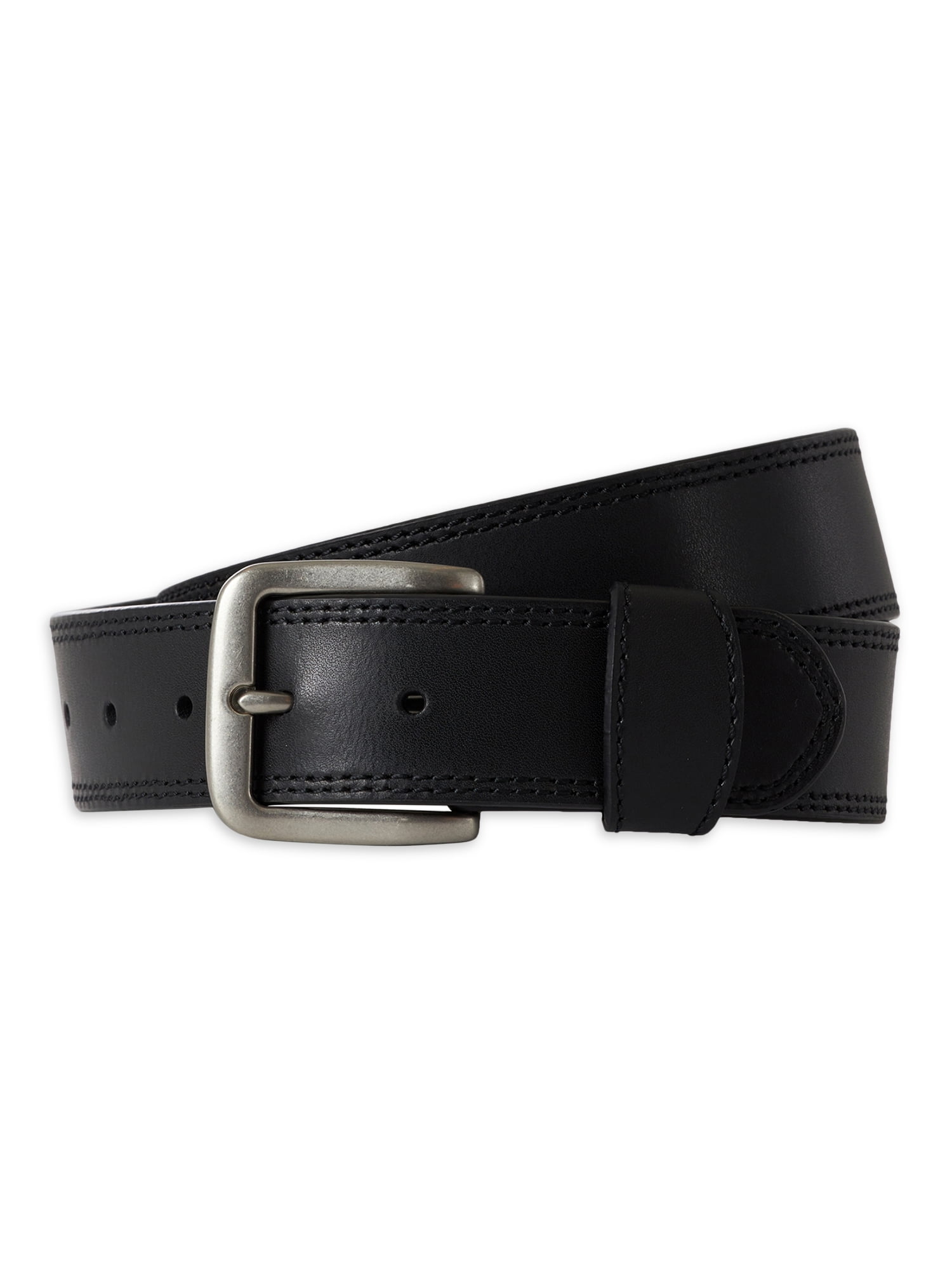 Wrangler Men's Black Strap Belt with Polished Nickel Hardware