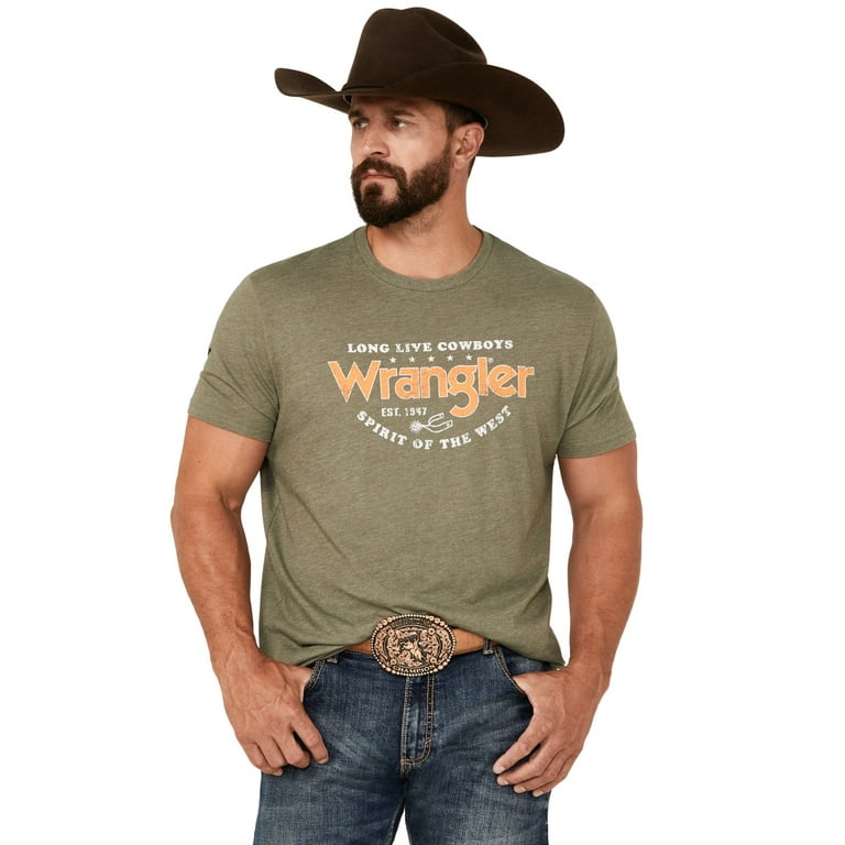 Wrangler Men s Boot Barn Logo Short Sleeve Graphic T Shirt Olive X Large US