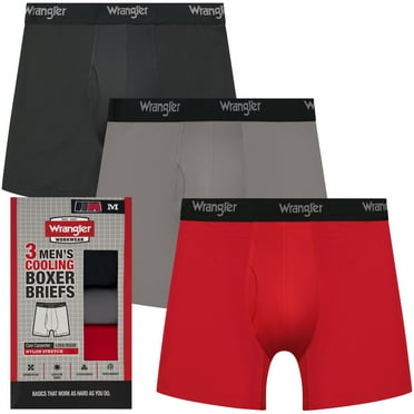 Wrangler Men's Boxer Briefs Cooling Stretch Nylon Underwear Boxers, Assorted Red, 3 Pack, 3XL