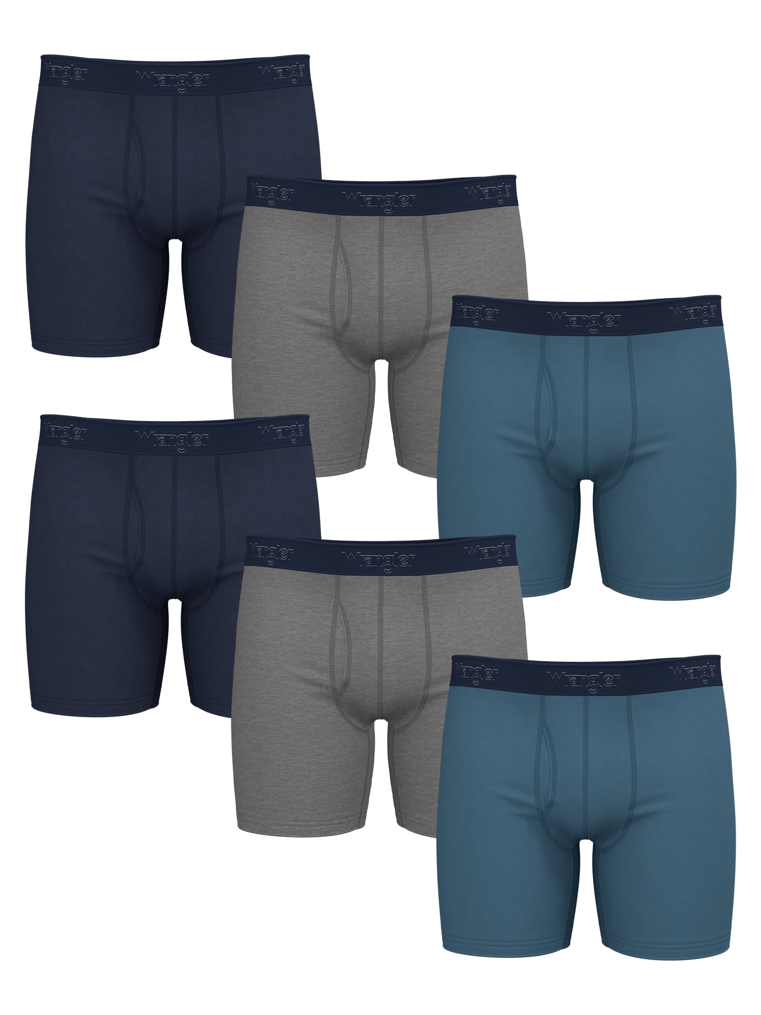 Wrangler Men's Cotton Stretch Boxer Brief Set, Boxer Briefs Underwear for Men, S, 6 Pack