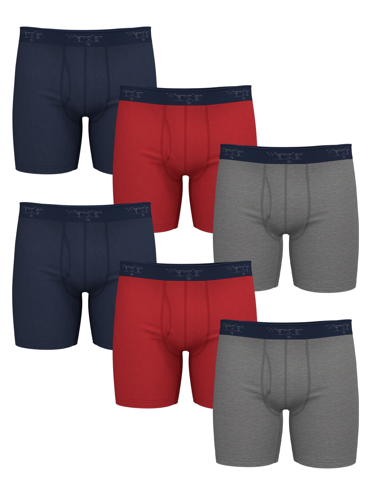 Wrangler Men's Cotton Stretch Boxer Brief Set, Boxer Briefs Underwear for Men, XL, 6 Pack