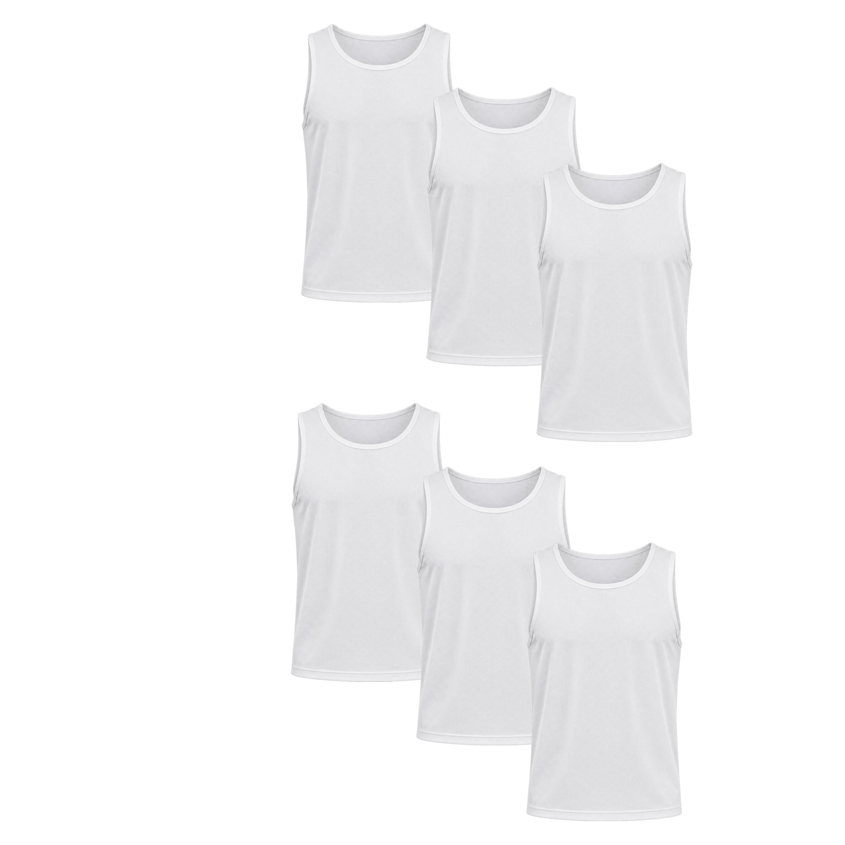 Wrangler Scoop Neck Cotton Tank Tops for Men, White, 3XL, 6 Pack
