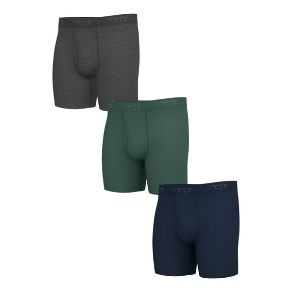 Wrangler Men's Cool Cotton Boxer Brief Set, Boxer Briefs Underwear for Men, 3XL, 3 Pack