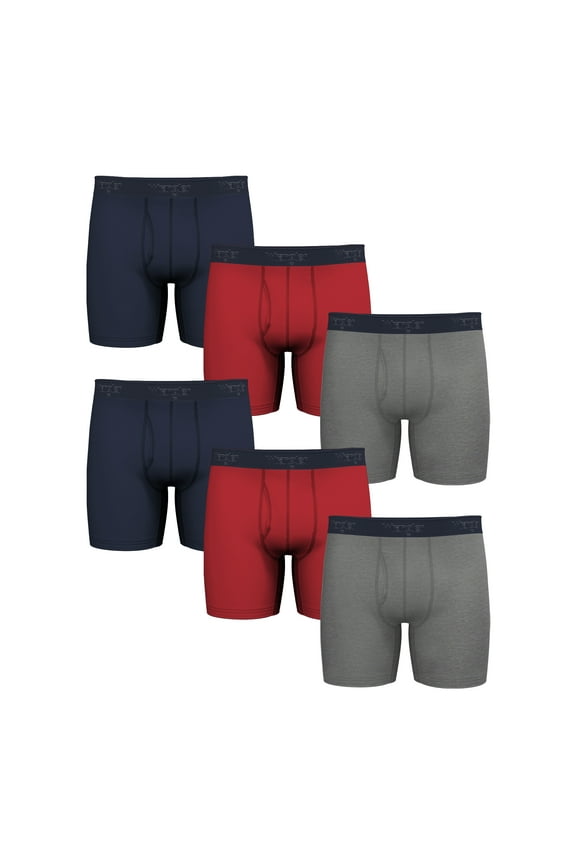 Men's Cotton Stretch Boxer Brief Set, Boxer Briefs Underwear for Men, 2XL, 6 Pack