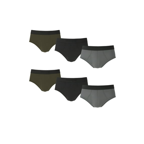 Wrangler Men's Cotton Stretch 6" Boxer Brief Men's Underwear, Small, Black/Dark Olive/Charcoal, 6-Pack